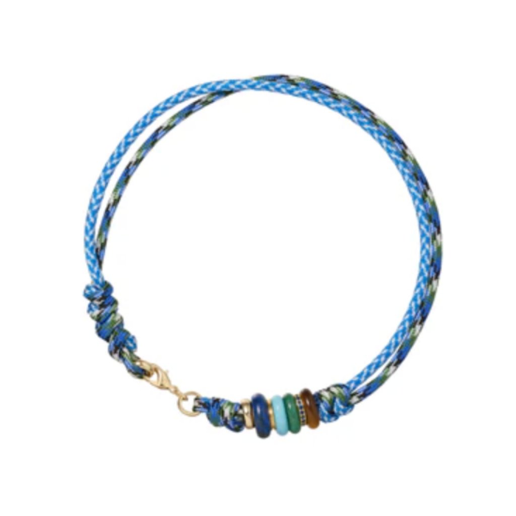 Roxane Assoulin The Super Size Happy Cord Necklace Denim No Heart Charm 115$